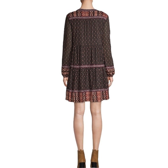 NWOT STYLE & CO. Multicolored Beaded Long Sleeve Peasant Boho Dress Lined XS - Picture 3 of 16